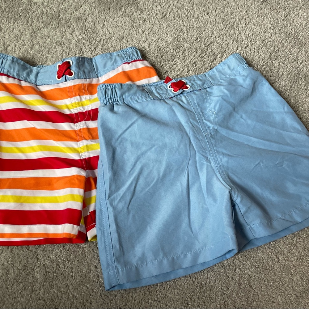 Kids Swim Shorts Set Size 4T colorful striped and blue